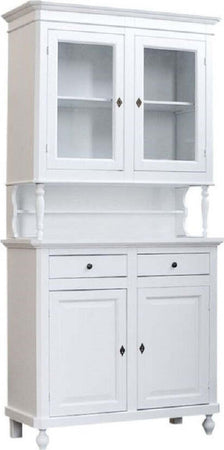 MOBILI-2G---CRISTALLIERA-ARTE-POVERA-2-PORTE-IN-LEGNO-SHABBY-BIANCO-104X43X208