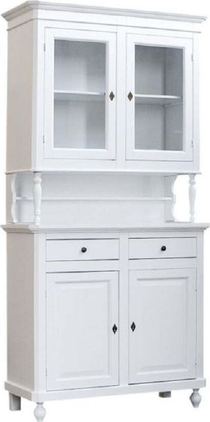MOBILI-2G---CRISTALLIERA-ARTE-POVERA-2-PORTE-IN-LEGNO-SHABBY-BIANCO-104X43X208
