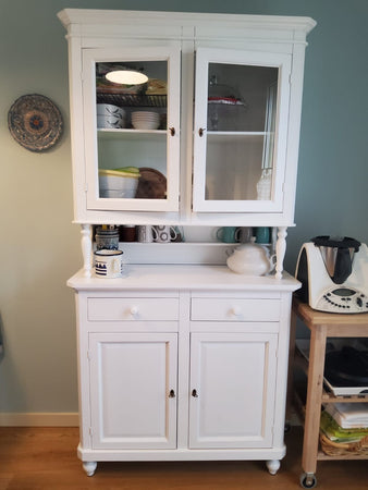 MOBILI-2G---CRISTALLIERA-ARTE-POVERA-2-PORTE-IN-LEGNO-SHABBY-BIANCO-104X43X208