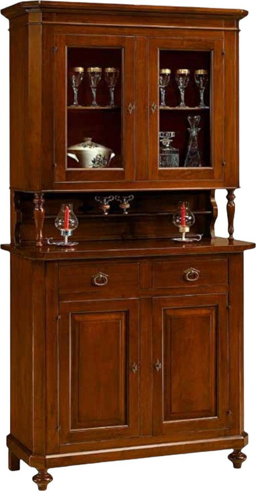 MOBILI-2G---CRISTALLIERA-ARTE-POVERA-2-PORTE-IN-LEGNO-TINTA-NOCE-104X43X208