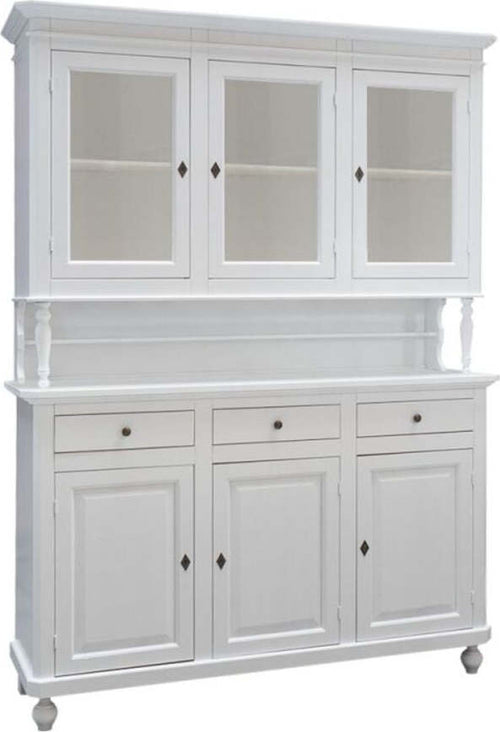 MOBILI-2G---CRISTALLIERA-ARTE-POVERA-3-ANTE-IN-LEGNO-SHABBY-BIANCO-150x43x208h