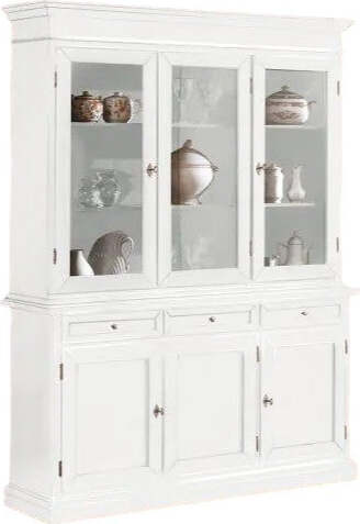 MOBILI-2G---CRISTALLIERA-ARTE-POVERA-3-PORTE-IN-LEGNO-SHABBY-BIANCO-156X42X205