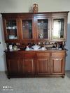 MOBILI-2G---CRISTALLIERA-ARTE-POVERA-4-PORTE-IN-LEGNO-TINTA-NOCE-196X43X208
