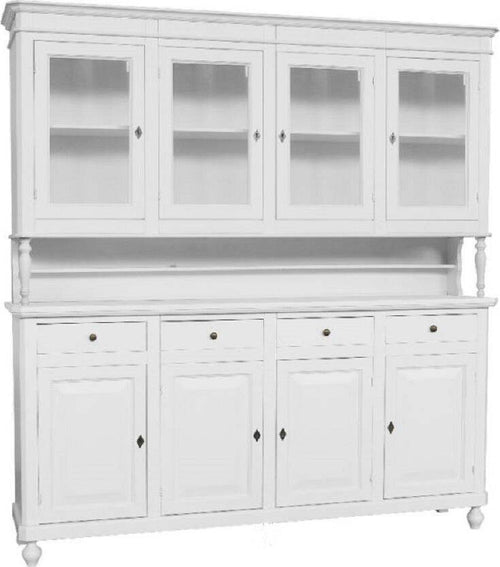 MOBILI-2G---CRISTALLIERA-ARTE-POVERA-4-PORTE-LEGNO-SHABBY-BIANCO-196X43X208H