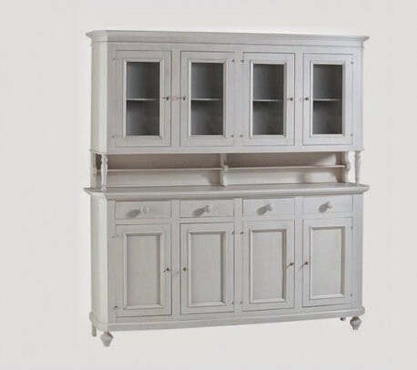 MOBILI-2G---CRISTALLIERA-ARTE-POVERA-4-PORTE-LEGNO-SHABBY-BIANCO-196X43X208H