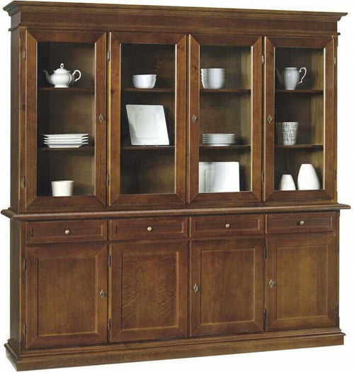 MOBILI-2G---Cristalliera-arte-povera-4-porte-legno-tinta-noce-205X42X205