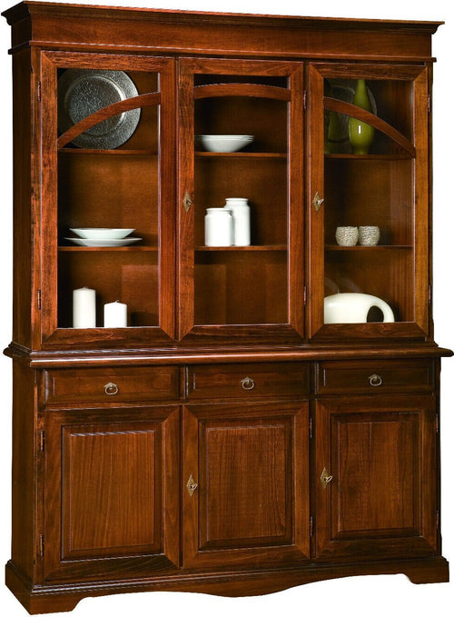 MOBILI-2G---CRISTALLIERA-ARTE-POVERA-IN-LEGNO-TINTA-NOCE-L.156-P.42-H.205