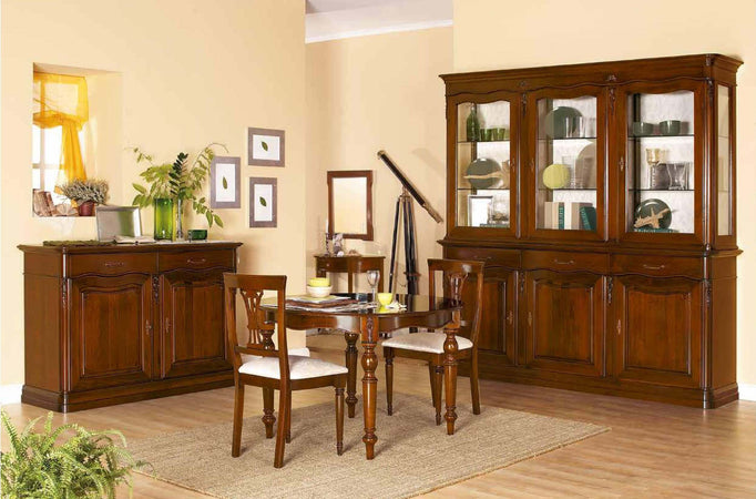 MOBILI-2G---CRISTALLIERA-BOISERIE-IN-LEGNO-FREGI-TINTA-NOCE-225X53X230