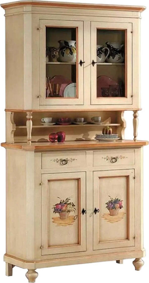 MOBILI-2G---cristalliera-classica-2-porte-legno-avorio-e-ocra-112x49x206