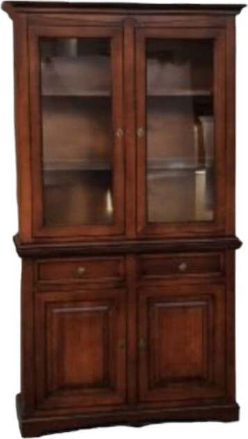 MOBILI-2G---Cristalliera-classica-2-porte-legno-tinta-noce-117x46x220