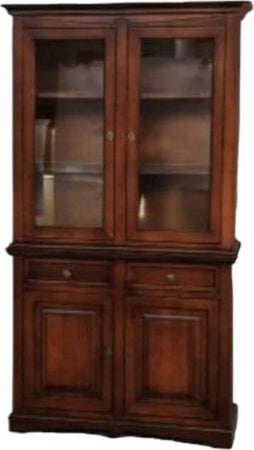 MOBILI-2G---Cristalliera-classica-2-porte-legno-tinta-noce-117x46x220
