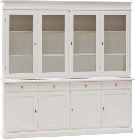 MOBILI-2G---CRISTALLIERA-CLASSICA-4-PORTE-IN-LEGNO-SHABBY-BIANCO-205X42X205