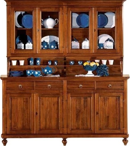 MOBILI-2G---Cristalliera-classica-4-porte-legno-tinta-noce-198X50X227