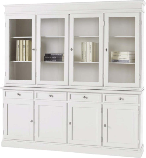 MOBILI-2G---CRISTALLIERA-CLASSICA-IN-LEGNO-4-PORTE-BIANCO-SPORCO-203x42x203