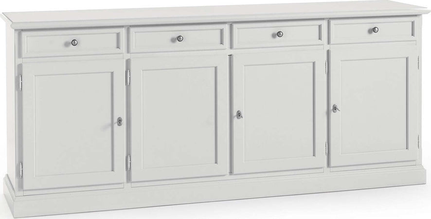 MOBILI-2G---CRISTALLIERA-CLASSICA-IN-LEGNO-4-PORTE-BIANCO-SPORCO-203x42x203