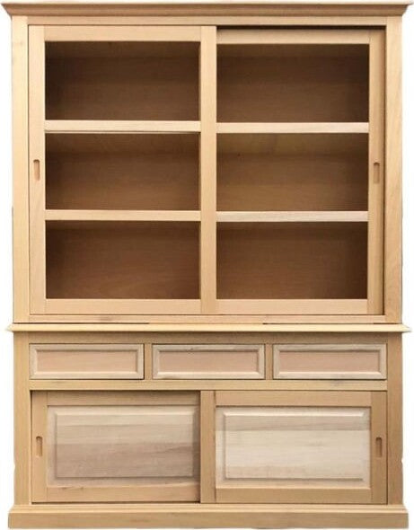 MOBILI-2G---CRISTALLIERA-IN-LEGNO-2-ANTE-SCORREVOLI-GREZZA-157x53x204