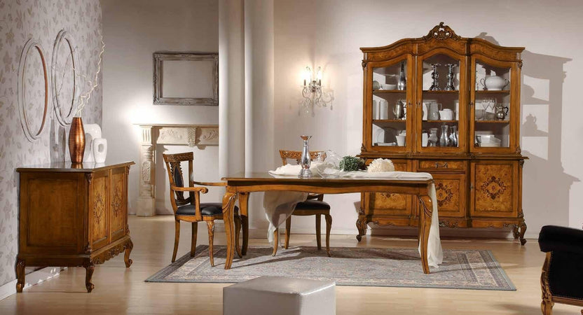 MOBILI-2G---CRISTALLIERA-IN-LEGNO-3-PORTE-1-CASSETTO-IMPERO-NOCE-BASSANO-179X61XH230