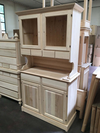 MOBILI-2G---CRISTALLIERA-IN-LEGNO-CLASSICA-4-PORTE-6-CASSETTI-GREZZO-L.120-P.51-H.211