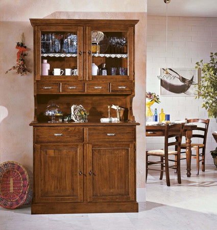 MOBILI-2G---CRISTALLIERA-IN-LEGNO-CLASSICA-4-PORTE-6-CASSETTI-GREZZO-L.120-P.51-H.211