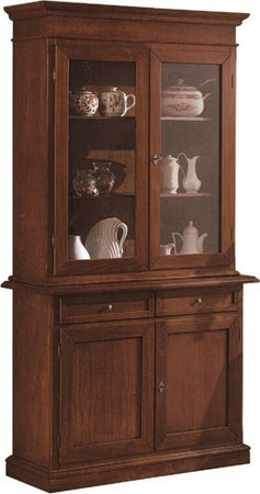 MOBILI-2G---CRISTALLIERA-IN-LEGNO-NOCE-ARTE-POVERA-TINTA-NOCE-103X42X206