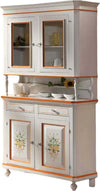 MOBILI-2G---CRISTALLIERA-NAPOLETANA-2-ANTE-LEGNO-SHABBY-BIANCO-DECORI-104x43x208