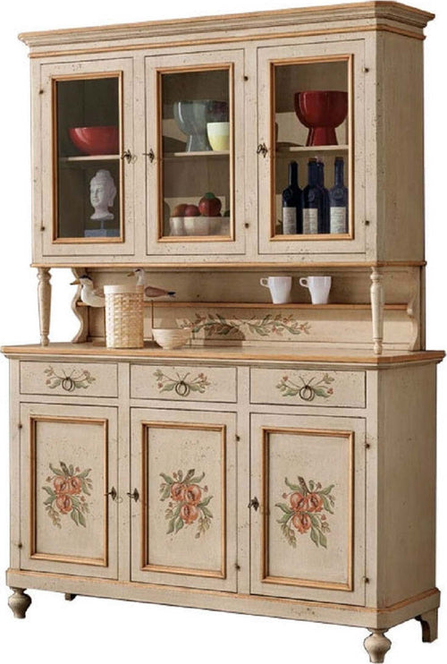 MOBILI-2G---cristalliera-provenzale-in-legno-laccata-a-mano-3-porte-l.160-p.50-h.221