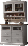 MOBILI-2G---CRISTALLIERA-SHABBY-IN-LEGNO-MASSELLO-2-ANTE-2-CASSETTI-GRIGIO/NATURALE-L.120-P.58-H.197