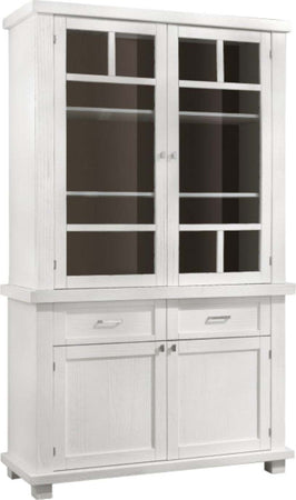 MOBILI-2G---CRISTALLIERA-SHABBY-IN-LEGNO-MASSELLO-4-ANTE-2-CASSETTI-BIANCO-OPACO-L.120-P.45-H.198