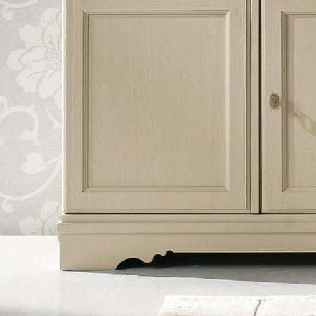 MOBILI-2G---CRISTALLIERA-SHABBY-IN-LEGNO-MASSELLO-6-ANTE-3-CASSETTI-AVORIO-OPACO-L.155-P.52-H.213