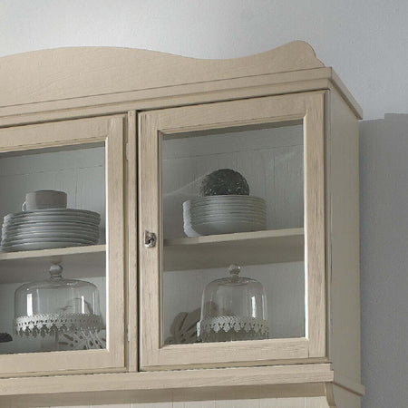 MOBILI-2G---CRISTALLIERA-SHABBY-IN-LEGNO-MASSELLO-6-ANTE-3-CASSETTI-AVORIO-OPACO-L.155-P.52-H.213