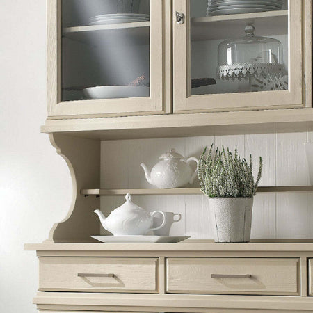 MOBILI-2G---CRISTALLIERA-SHABBY-IN-LEGNO-MASSELLO-6-ANTE-3-CASSETTI-AVORIO-OPACO-L.155-P.52-H.213