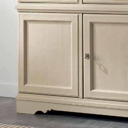 MOBILI-2G---CRISTALLIERA-SHABBY-IN-LEGNO-MASSELLO-6-ANTE-3-CASSETTI-AVORIO-OPACO-L.155-P.52-H.213