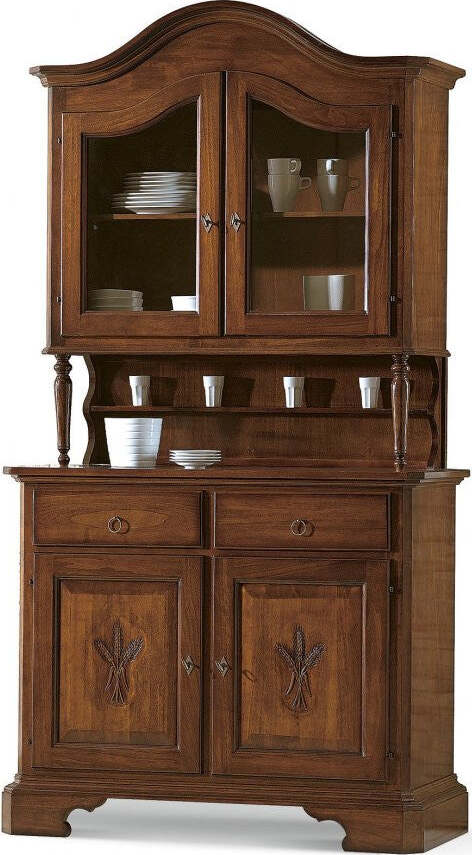 MOBILI-2G---CRISTALLIERA-SPIGA-2-PORTE-ARTE-POVERA-LEGNO-TINTA-NOCE-114x49x205