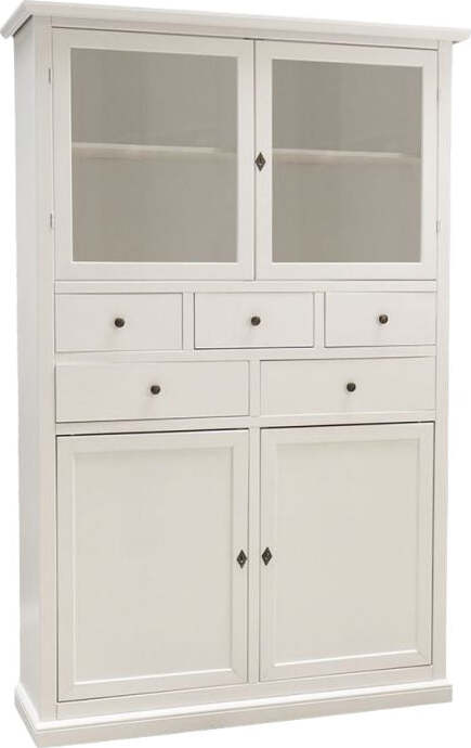 MOBILI-2G---Dispensa-4-porte-5-cassetti-legno-bianco-shabby-120x41x187