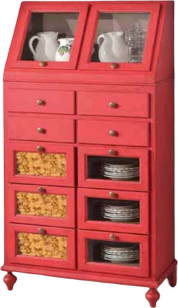 MOBILI-2G---DISPENSA-ARTE-POVERA-SHABBY-LEGNO-ROSSO-ANTICATO-80X42X153