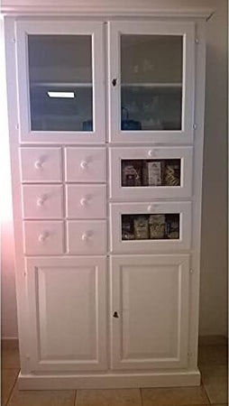 MOBILI-2G---DISPENSA-DA-CUCINA-LEGNO-8-CASSETTI-4-ANTE-BIANCO-107x45x203