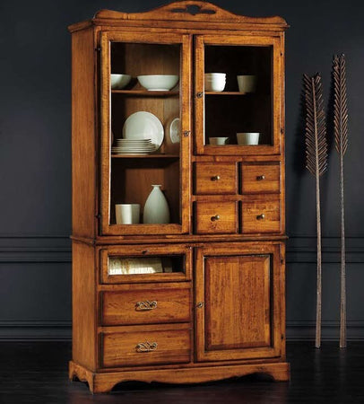 MOBILI-2G---DISPENSA-IN-LEGNO-7-CASSETTI-3-PORTE-GREZZO-L.120-P.52-H.220