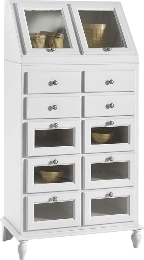 MOBILI-2G---DISPENSA-VETRINA-IN-LEGNO-ARTE-POVERA-BIANCA-L.80-P.42-H.153