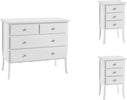MOBILI-2G---Gruppo-1-Cassettiera-2-Comodini-shabby-bianco-opaco