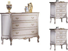MOBILI-2G---Gruppo-Cassettiera-e-Comodini-3-cassetti-Classici-Legno-Shabby-Bianco-Argento