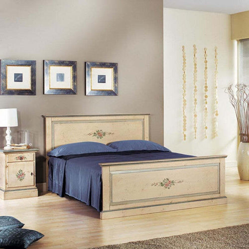 MOBILI-2G---LETTO-DRITTO-MATRIMONIALE-AVORIO-ANTICO-FILO-AZZURRO-IN-LEGNO