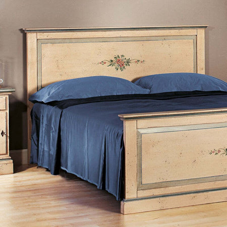 MOBILI-2G---LETTO-DRITTO-MATRIMONIALE-AVORIO-ANTICO-FILO-AZZURRO-IN-LEGNO