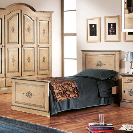 MOBILI-2G---LETTO-DRITTO-SINGOLO-AVORIO-ANTICO-FILO-AZZURRO-IN-LEGNO
