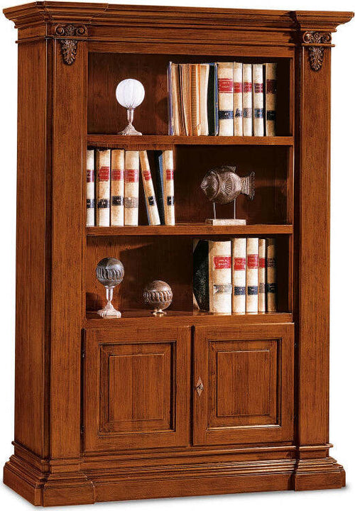 MOBILI-2G---LIBRERIA-3-VANI-A-GIORNO-2-PORTE-LEGNO-MASSELLO-L.145-P.50-H.202