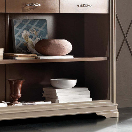 MOBILI-2G---LIBRERIA-A-GIORNO-IN-LEGNO-3-CASSETTI-LACCATO-TORTORA-L.161-P.48-H.215