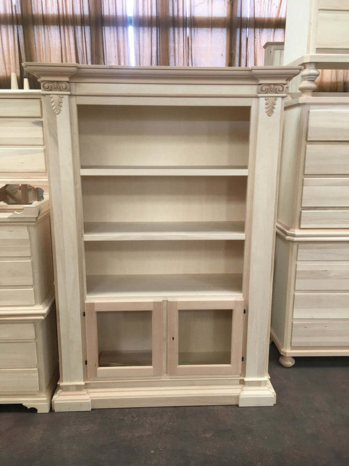 MOBILI-2G---LIBRERIA-CLASSICA-2-PORTE-2-RIPIANI-IN-LEGNO-GREZZO-L.145-P.50-H.202