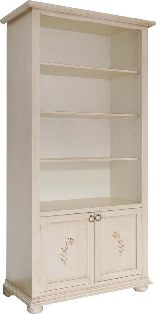MOBILI-2G---LIBRERIA-CLASSICA-3-RIPIANI-2-PORTE-LEGNO-AVORIO-90X41X189
