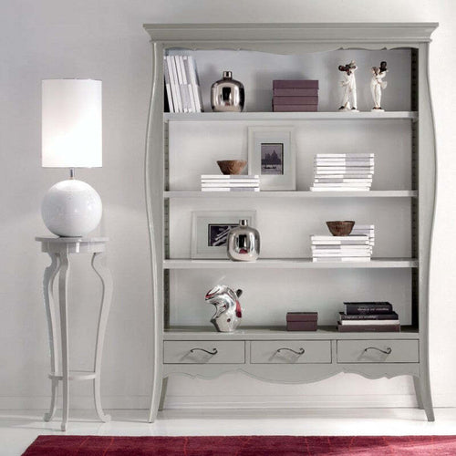 MOBILI-2G---LIBRERIA-CLASSICA-IN-LEGNO-3-CASSETTI-GRIGIO/BIANCO-151X47X204