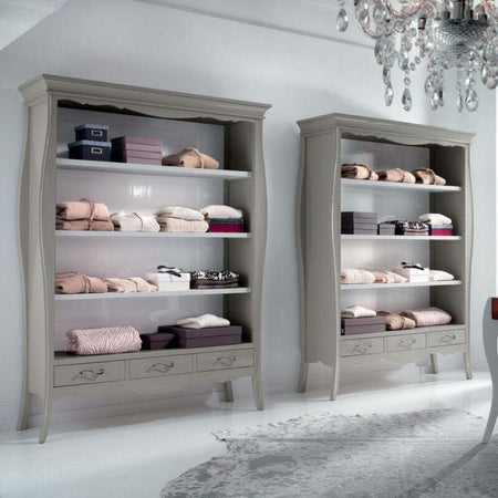 MOBILI-2G---LIBRERIA-CLASSICA-IN-LEGNO-3-CASSETTI-GRIGIO/BIANCO-151X47X204