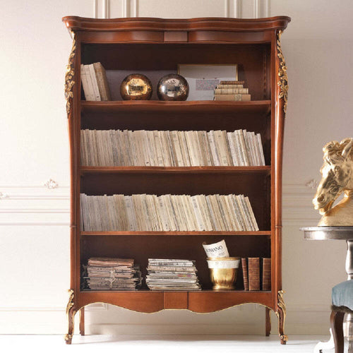 MOBILI-2G---LIBRERIA-CLASSICA-SAGOMATA-IN-LEGNO-TINTA-NOCE-L.145-P.50-H.203